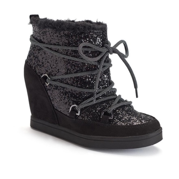 Juicy Couture Shoes - Juicy Couture Ankle Boots Black Glitter 10 NWT